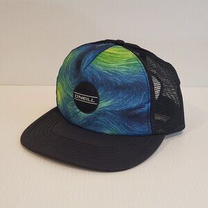 O'Neill  Mesh Snap Back Hat Cap Green Blue Foam Barrel Wave Surf Surfer Men's